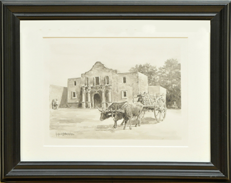 Oxen and Alamo by artist Rick Morris Patterson